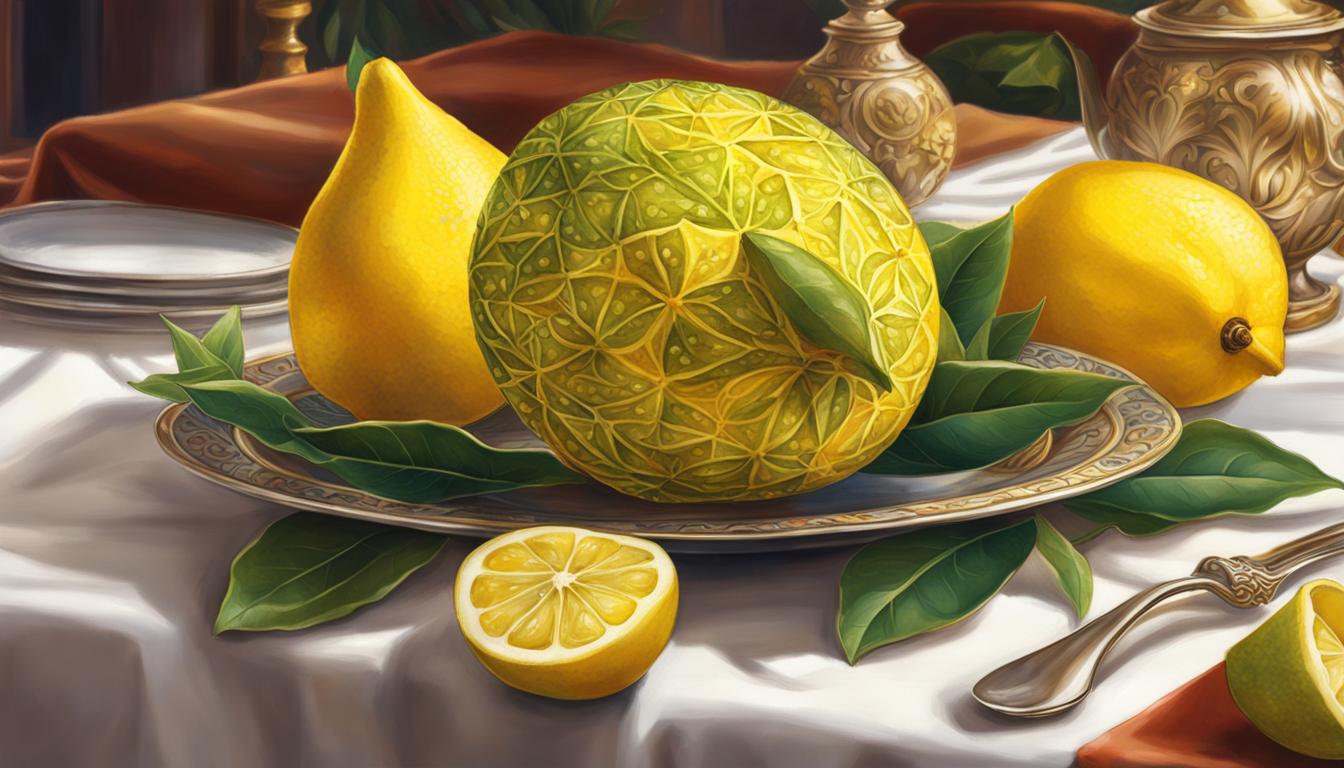 Decorative Etrog Citron on a table