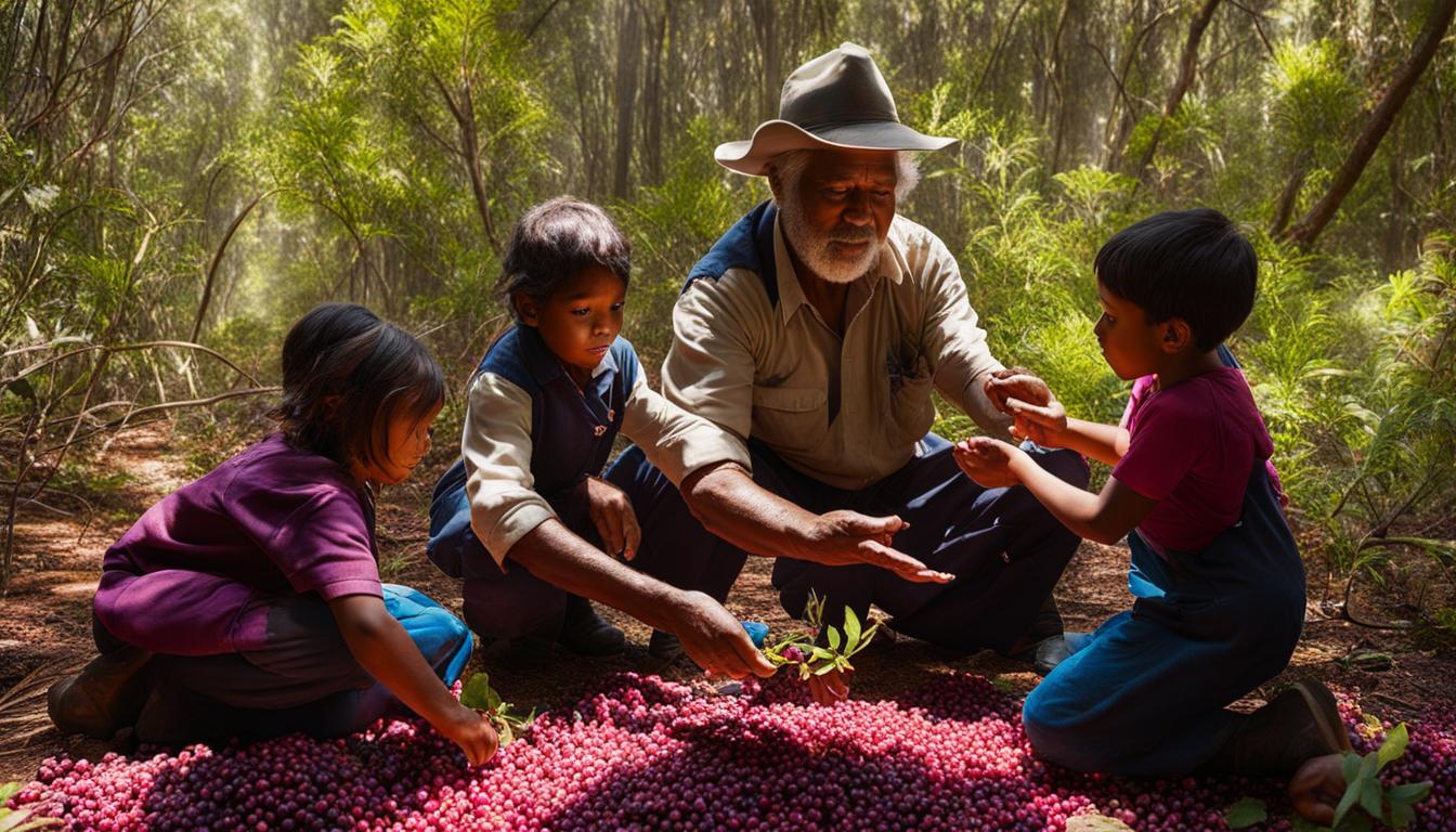 huckleberry picking in Indigenous Australian communities